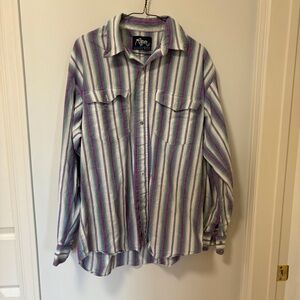 Vintage Roper Western Button Shirt Vertical Stripes 90s Colourful Size M Retro